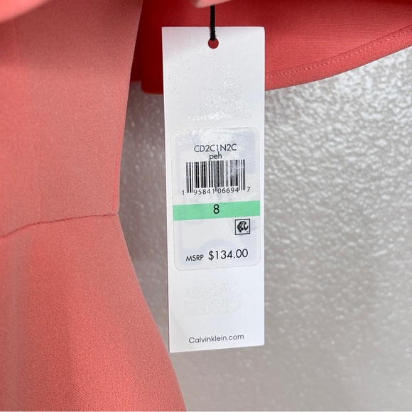 Calvin Klein Coral Capelet Sheath Dress Size 8 - Picture 4 of 10